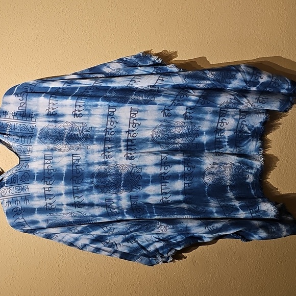 Cost Plus World Market Blue Tie-Dye Kimono Beach Cover Up - Picture 3 of 3